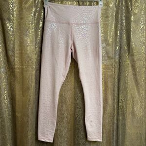 Ziya Active Light Pink Iridescent Cheetah Print High Rise Tights Leggings 4